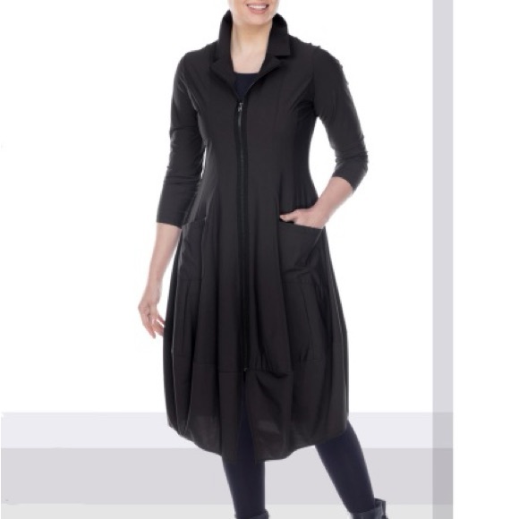 Jason by Comfy USA Black Zip Front Lagenlook Dress Jacket J309 Medium Made USA - Picture 3 of 12